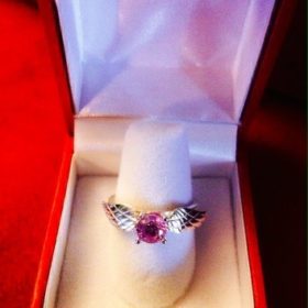 Beautiful SIlver ring with pink tourmaline CZ. Inspired by Harry Potter.