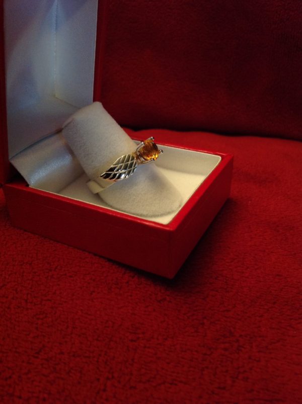 Beautiful SIlver ring with Citrine gemstone. Inspired by Harry Potter.