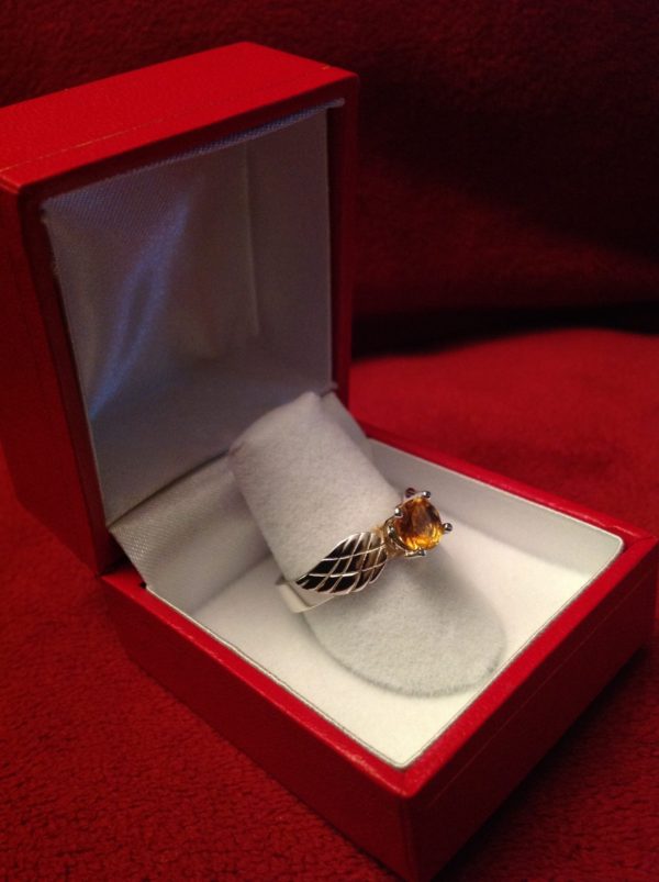Beautiful SIlver ring with Citrine gemstone. Inspired by Harry Potter.